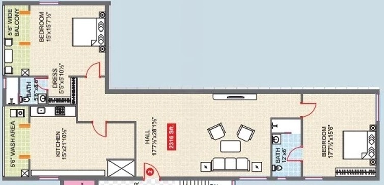 2 BHK Flat in Legend Solaris in Banjara Hills, Hyderabad - Image 905335