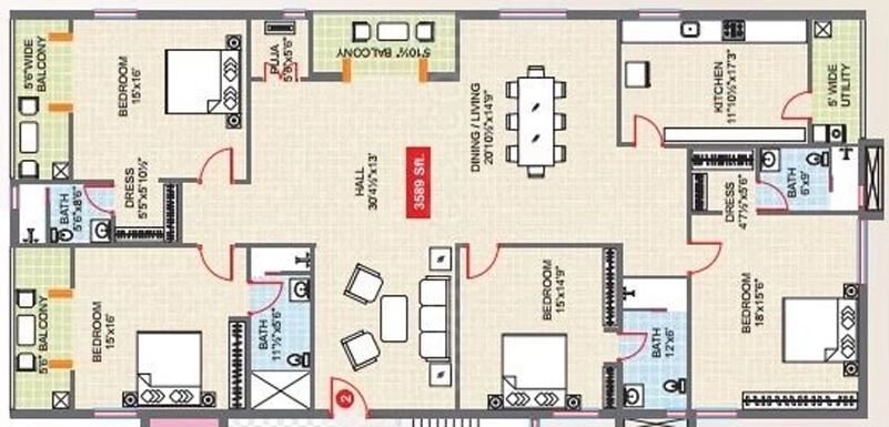 4 BHK Flat in Legend Solaris in Banjara Hills, Hyderabad - Image 905337