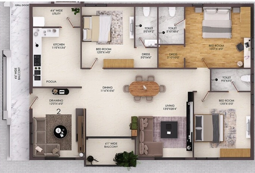 3 BHK Flat in Platina Iris in Kondapur, Hyderabad - Image 905360