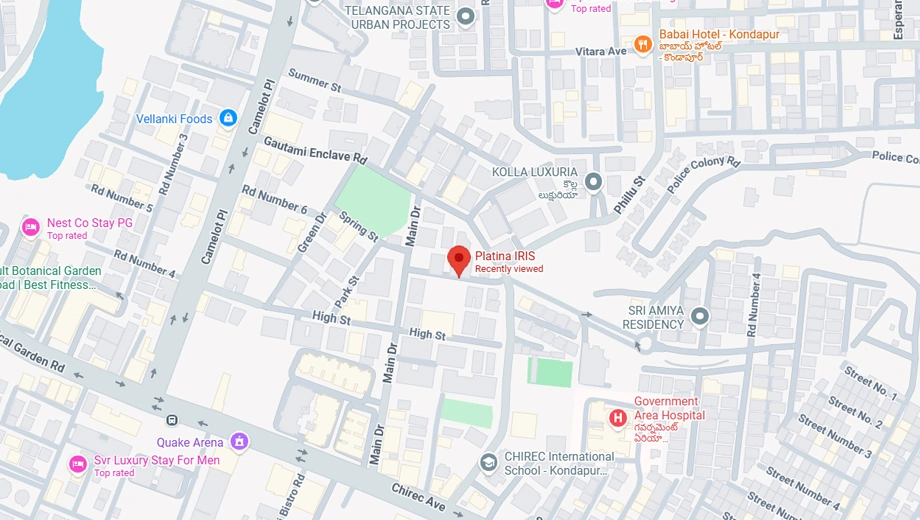 Location of Platina Iris in Kondapur, Hyderabad - Image 374002
