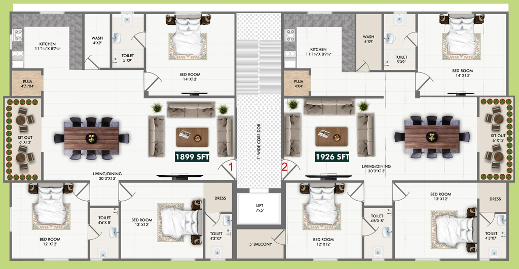 Floor Plan of S S Navya Park View in Attapur, Hyderabad - Image 374067