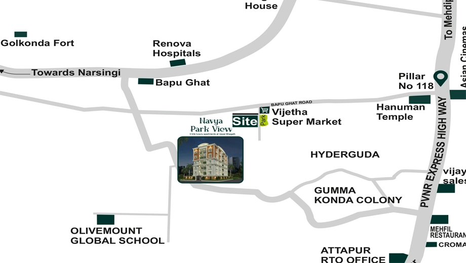 Location of S S Navya Park View in Attapur, Hyderabad - Image 374064