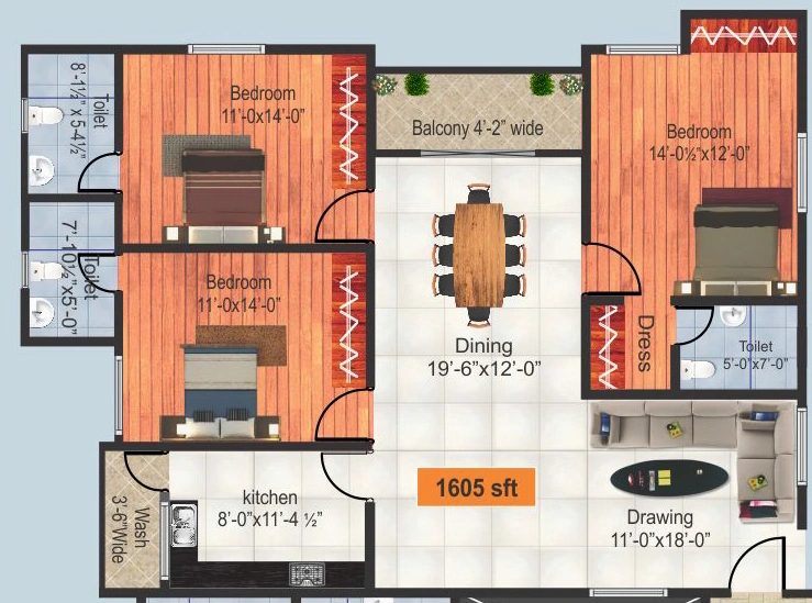 3 BHK Flat in Shamshiri Premia Prestige in Mehdipatnam, Hyderabad - Image 905406