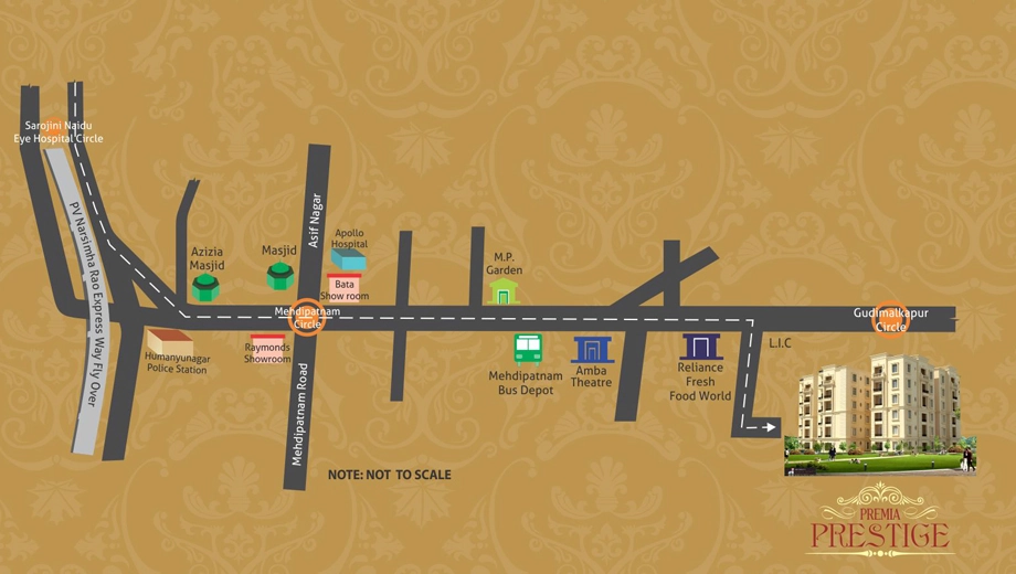 Location of Shamshiri Premia Prestige in Mehdipatnam, Hyderabad - Image 374080