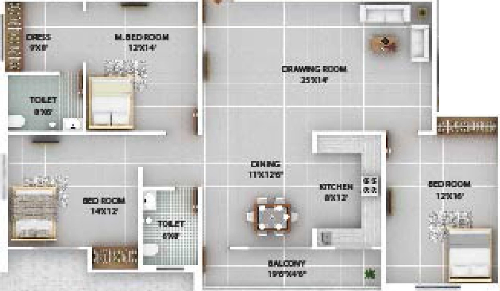 3 BHK Flat in Tejaswini Parmar Heights in Hehal, Ranchi - Image 905303
