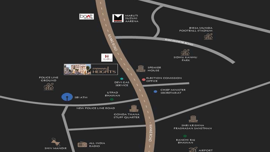 Location of Tejaswini Parmar Heights in Hehal, Ranchi - Image 373874