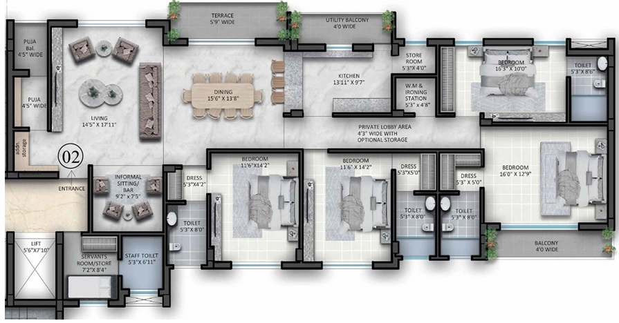 4 BHK Flat in Panchratna Gyanodaya in Hehal, Ranchi - Image 905325