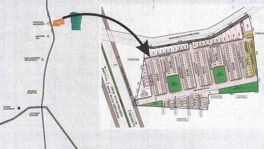 Location of Treasure Park in Ujjain Road, Indore - Image 373995
