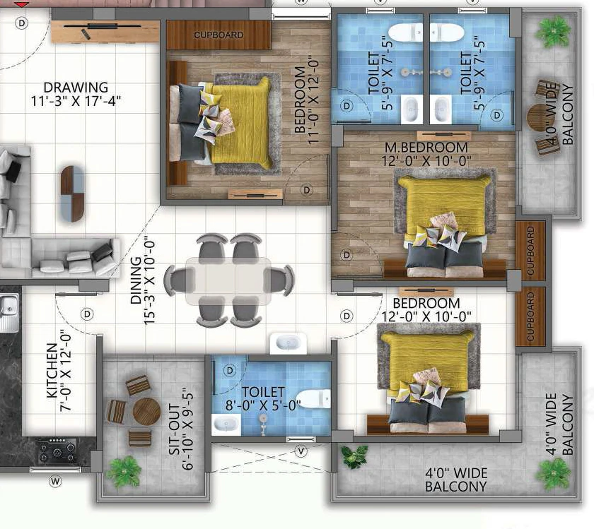 3 BHK Flat in Aman Green in Kanke, Ranchi - Image 905389