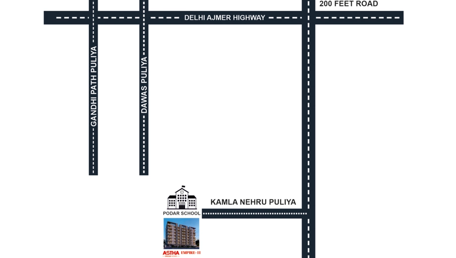 Location of Astha Empire 2 in Ajmer Road, Jaipur - Image 374082