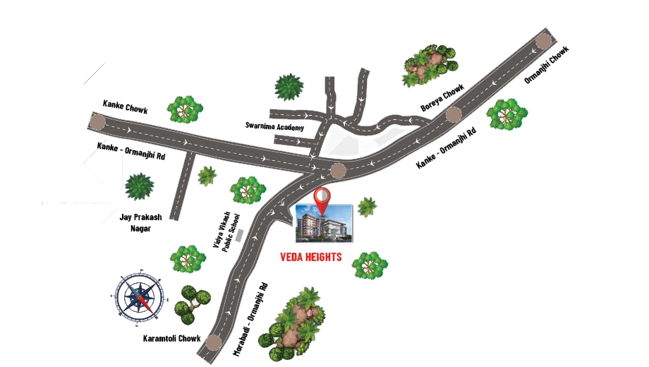 Location of Devanshi Veda Heights in Kanke, Ranchi - Image 374115