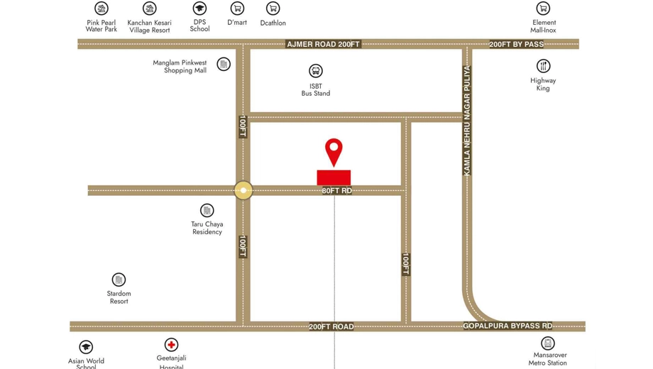 Location of JS Amara Studios in Ajmer Road, Jaipur - Image 374121