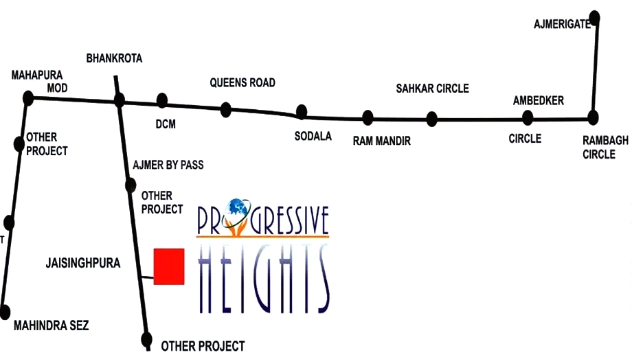 Location of Progressive Heights in Jaisinghpura, Jaipur - Image 374163