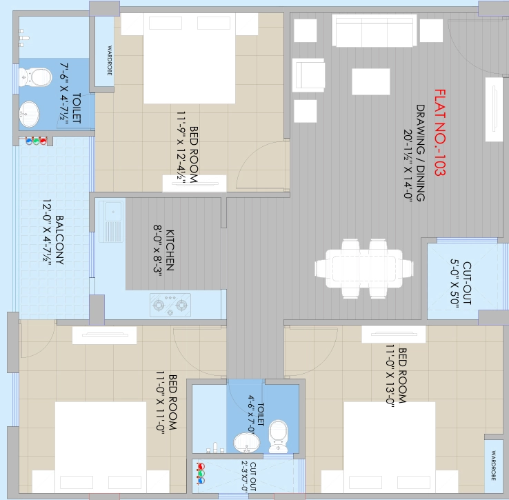 3 BHK Flat in RGB Heights in Ajmer Road, Jaipur - Image 905440