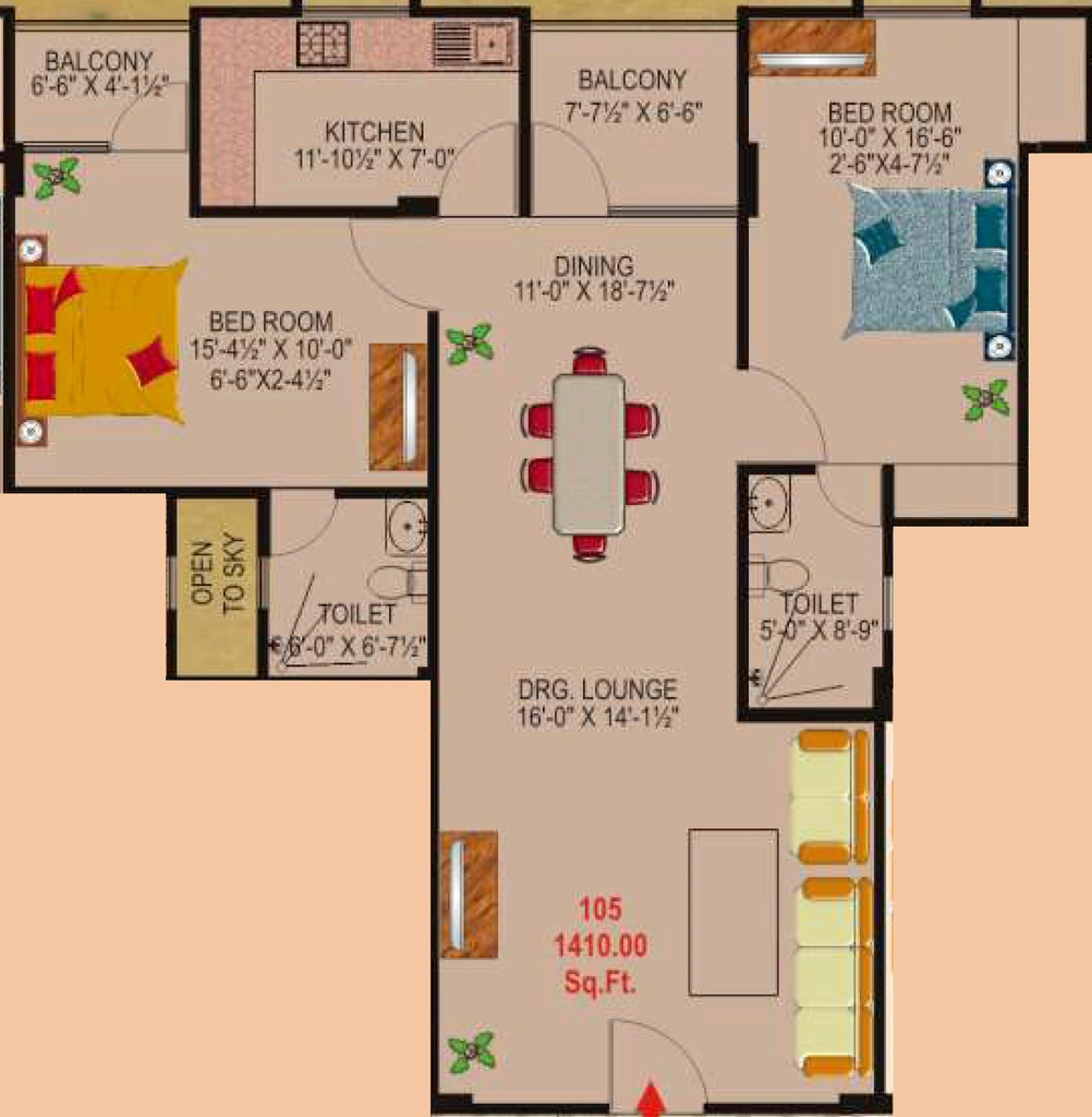 2 BHK Flat in SDC Victorian Empire in Adarsh Nagar, Jaipur - Image 905441