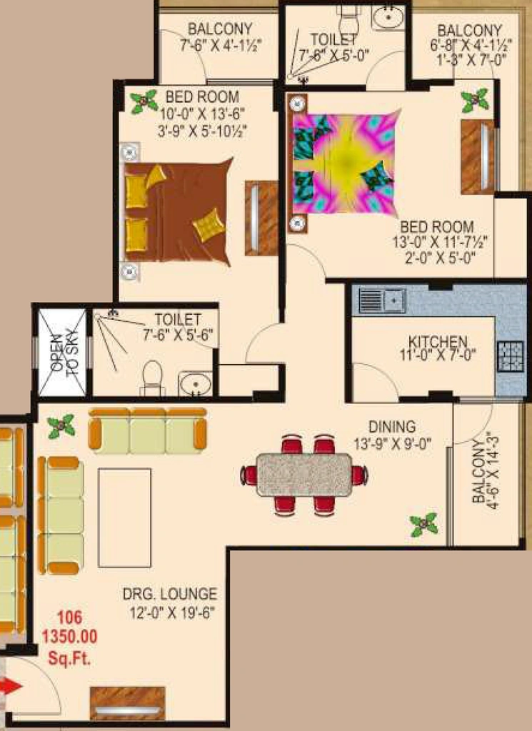 2 BHK Flat in SDC Victorian Empire in Adarsh Nagar, Jaipur - Image 905442