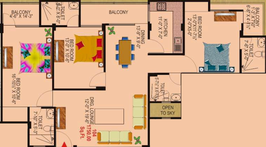 3 BHK Flat in SDC Victorian Empire in Adarsh Nagar, Jaipur - Image 905443