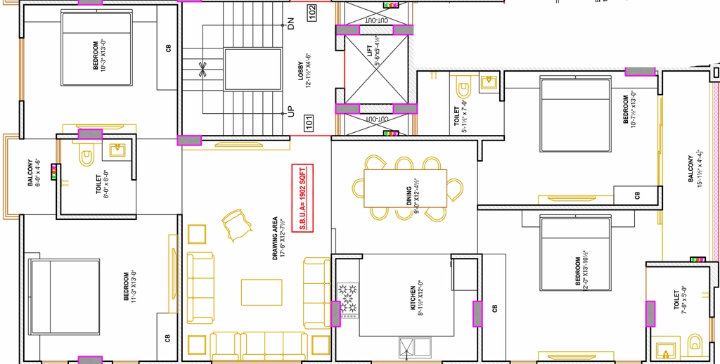 4 BHK Flat in Abhinandan The Royal View in Ajmer Road, Jaipur - Image 905460