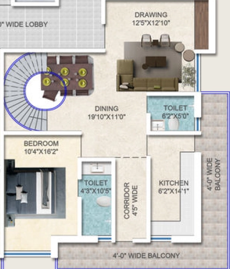 1 BHK Flat in Avas Mahalaxmi Tower in Lalpur, Ranchi - Image 905481