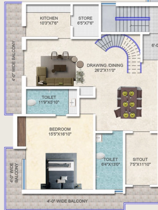 1 BHK Flat in Avas Mahalaxmi Tower in Lalpur, Ranchi - Image 905482