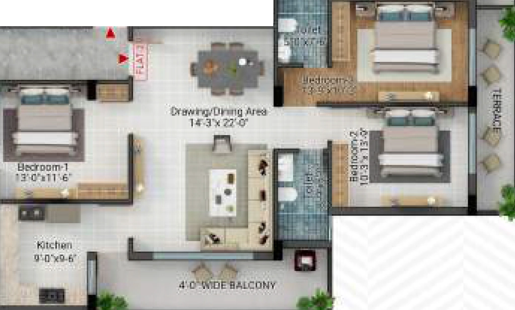 3 BHK Flat in Darsh Griha in Kokar, Ranchi - Image 905484