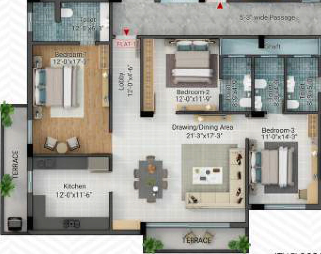3 BHK Flat in Darsh Griha in Kokar, Ranchi - Image 905485