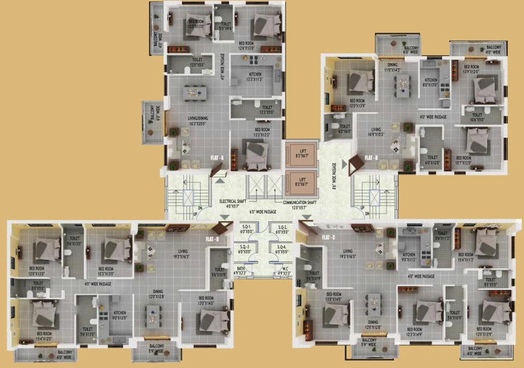 Floor Plan of Prana Holly Oak Residency in Kanke, Ranchi - Image 374318