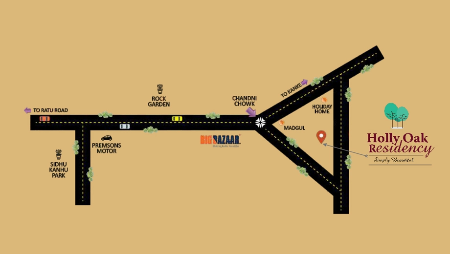 Location of Prana Holly Oak Residency in Kanke, Ranchi - Image 374317