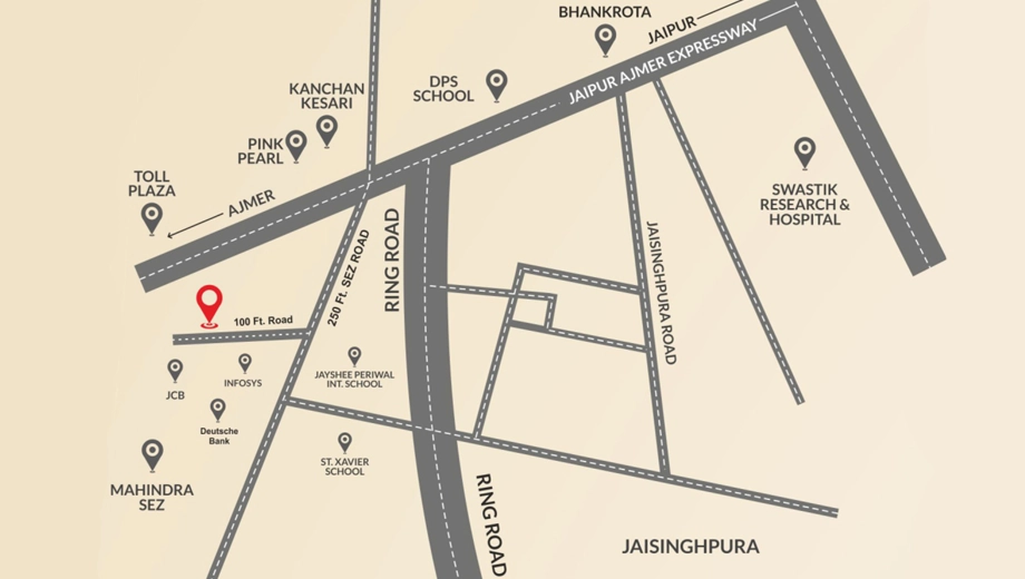 Location of Sukham Cityscape in Ajmer Road, Jaipur - Image 374424