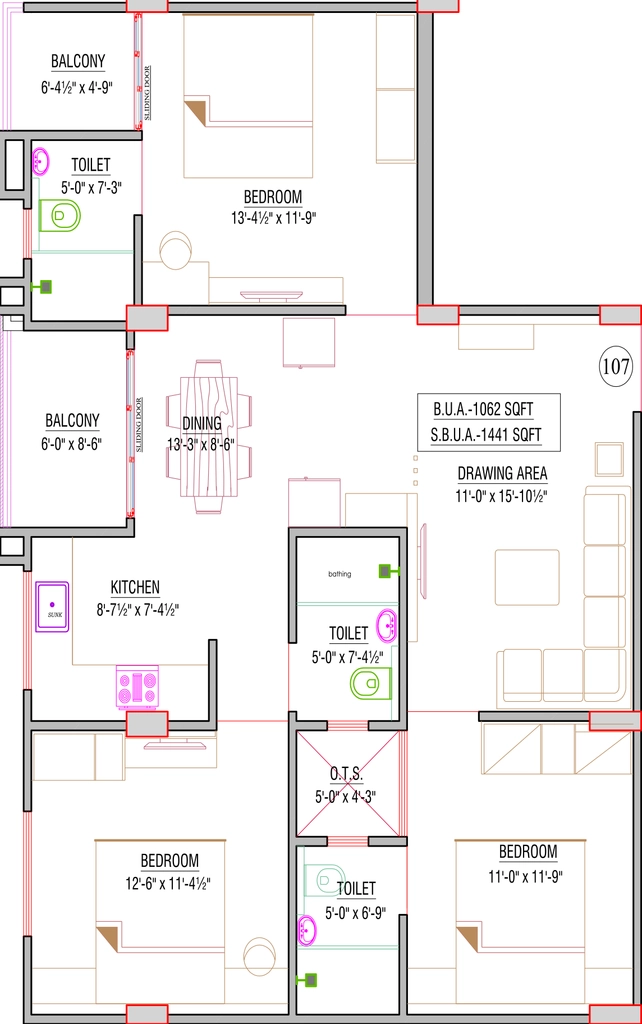 3 BHK Flat in Shree The Shyam Haveli in Nirman Nagar, Jaipur - Image 905563