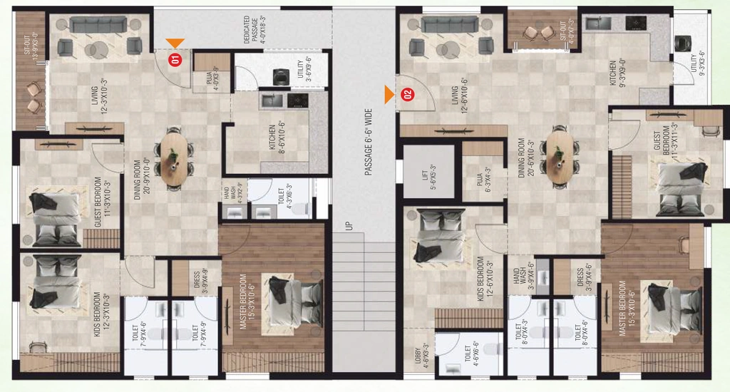 Floor Plan of Whitefield Tranquility in Somajiguda, Hyderabad - Image 374472
