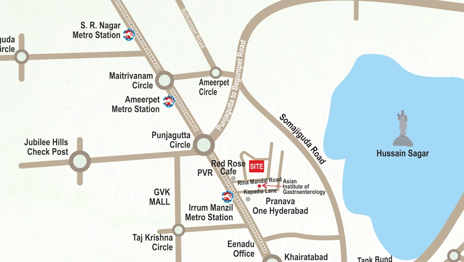 Location of Whitefield Tranquility in Somajiguda, Hyderabad - Image 374473