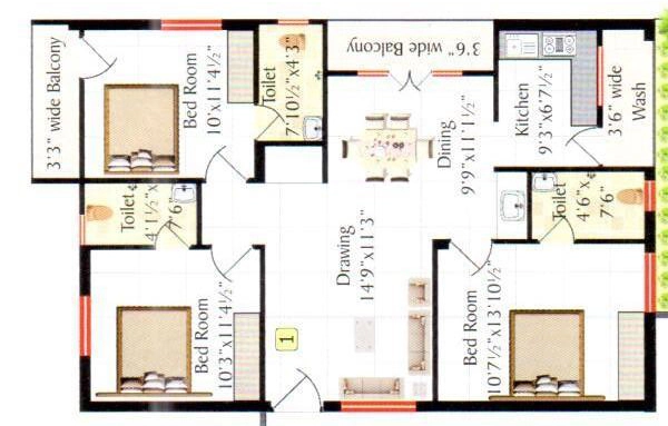 3 BHK Flat in Swagath Delight in Attapur, Hyderabad - Image 905610
