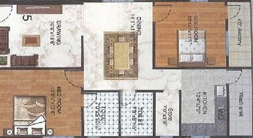 2 BHK Flat in Venkata Sai Towers in Kondapur, Hyderabad - Image 905602