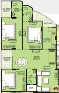 3 BHK Flat in Vardhman Western Heights in Shyam Nagar, Jaipur - Image 905613