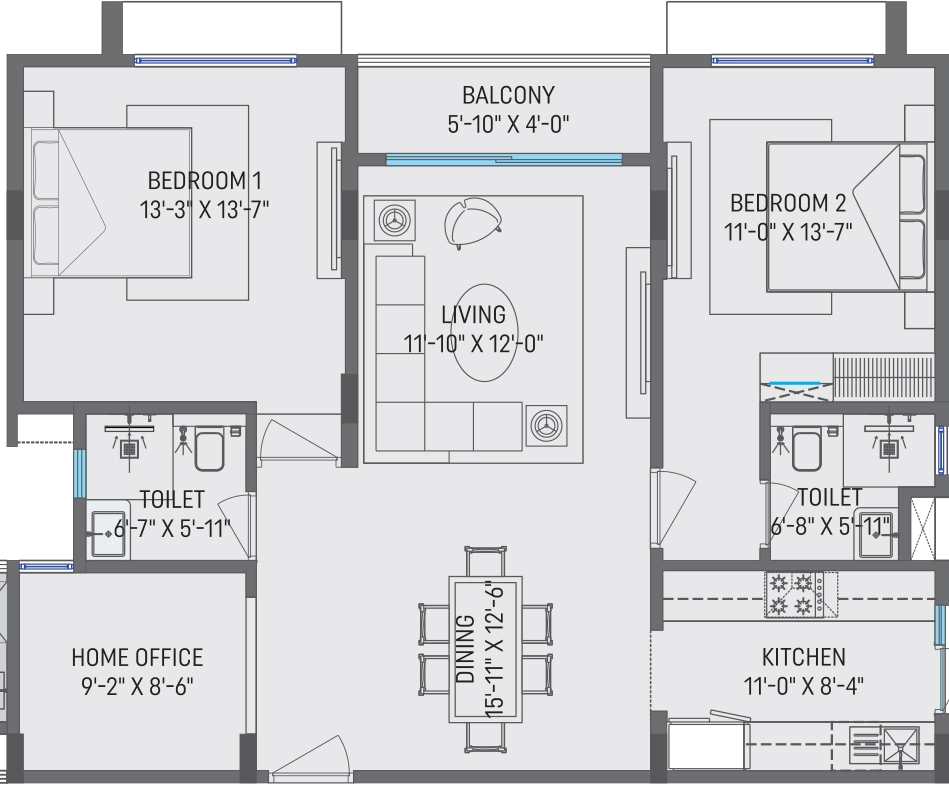 2 BHK Flat in Akshat Kanota Sky Homes in Agra Road, Jaipur - Image 905625