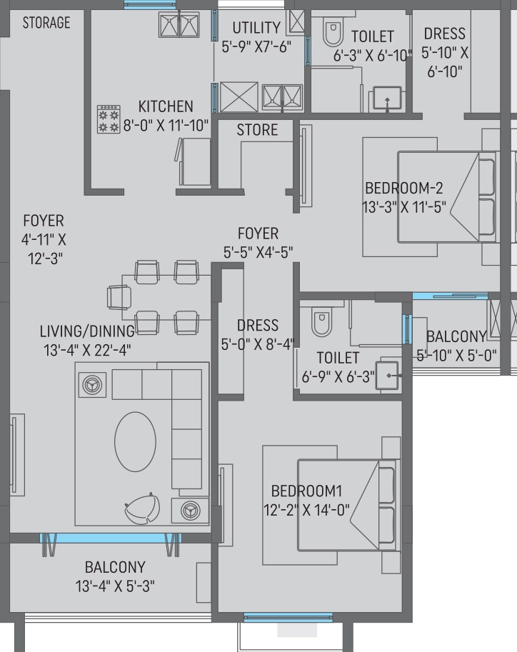 2 BHK Flat in Akshat Kanota Sky Homes in Agra Road, Jaipur - Image 905626