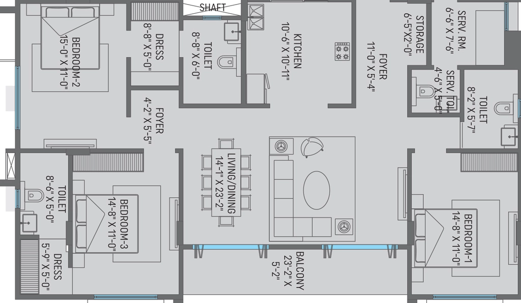 3 BHK Flat in Akshat Kanota Sky Homes in Agra Road, Jaipur - Image 905628