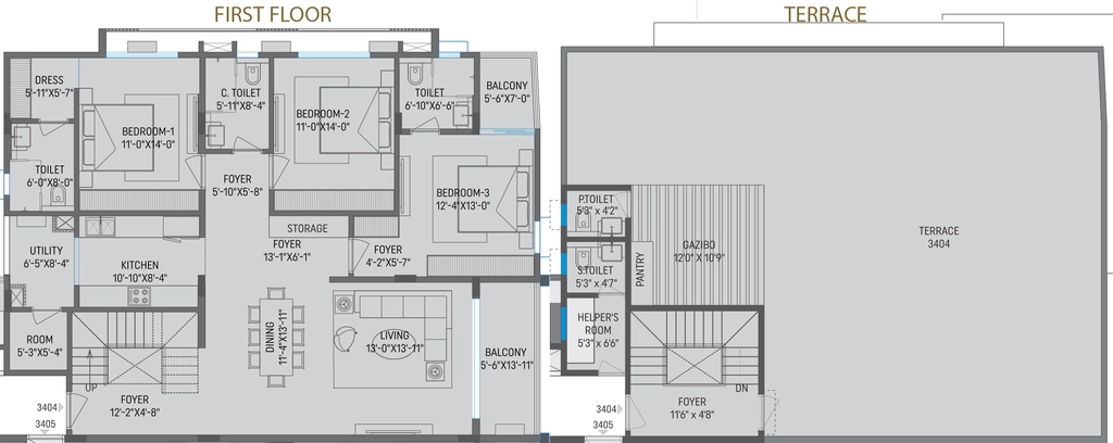 3 BHK House/Villa in Akshat Kanota Sky Homes in Agra Road, Jaipur - Image 905636