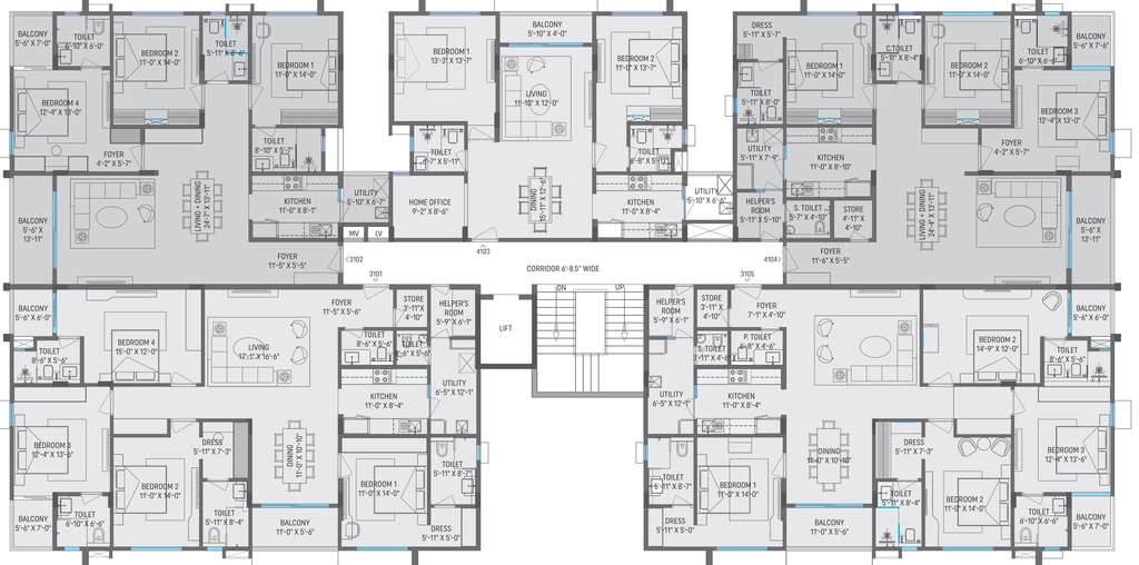 Floor Plan of Akshat Kanota Sky Homes in Agra Road, Jaipur - Image 374557