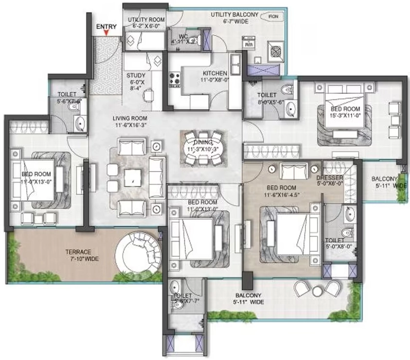 4.5 BHK Flat in M3M St Andrews in Golf Course Road, Gurgaon - Image 906415