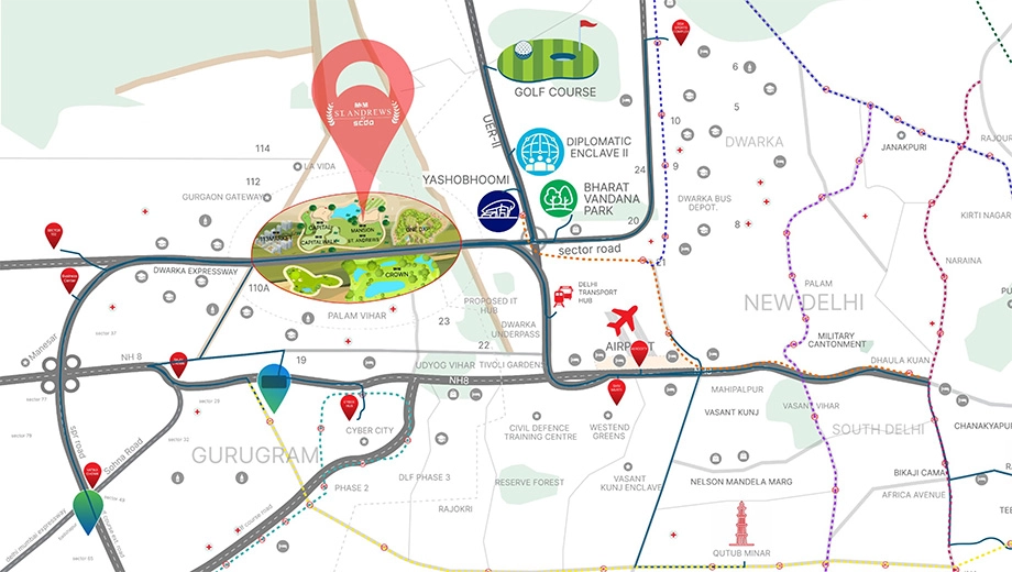 Location of M3M St Andrews in Golf Course Road, Gurgaon - Image 376298