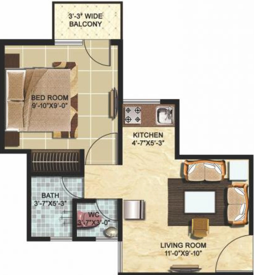 1 BHK Flat in Auric City Homes 2 in Jaisinghpura, Jaipur - Image 905703