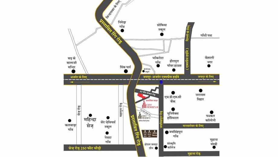 Location of Auric City Homes 2 in Jaisinghpura, Jaipur - Image 374744