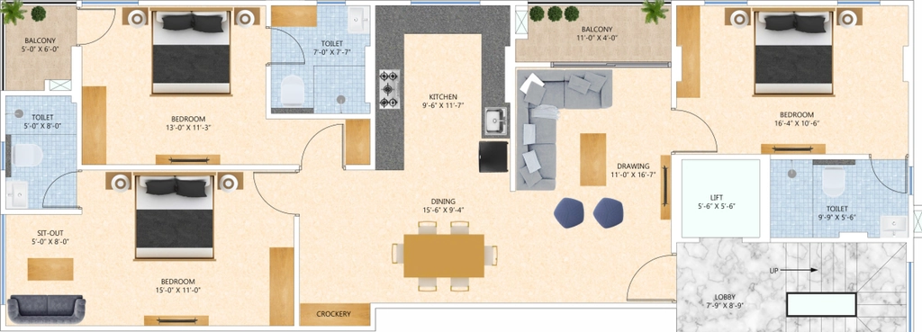3 BHK Flat in Elegant Glory in Nirman Nagar, Jaipur - Image 905724