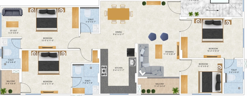 4 BHK Flat in Elegant Glory in Nirman Nagar, Jaipur - Image 905725