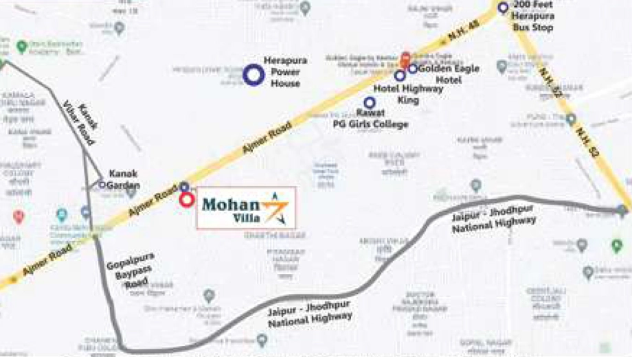 Location of Kohinoor ABD Mohan Villa in Ajmer Road, Jaipur - Image 374836