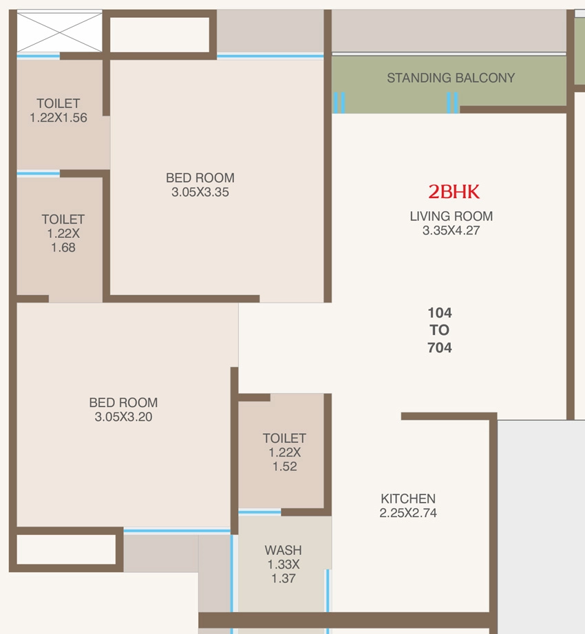 2 BHK Flat in H Square Hayat Park Phase 1 in Ajwa Road, Vadodara - Image 905763