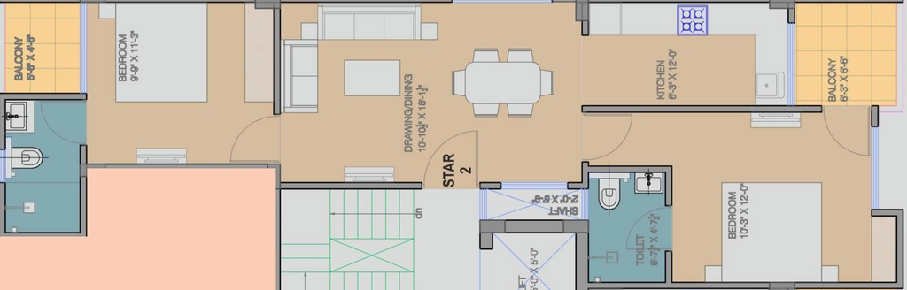 2 BHK Flat in Galaxy Sun Moon Star in Shyam Nagar, Jaipur - Image 905806