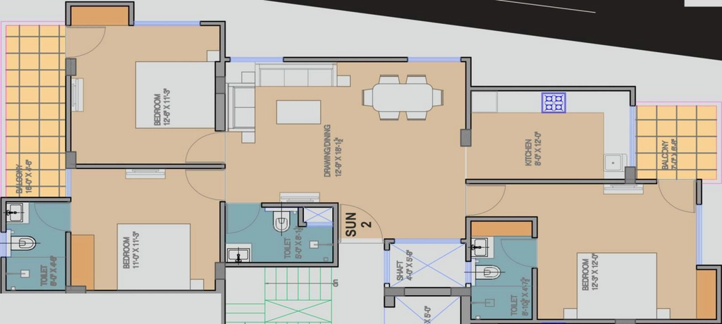 3 BHK Flat in Galaxy Sun Moon Star in Shyam Nagar, Jaipur - Image 905808